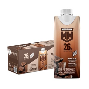 image:imageMuscle Milk High Protein Shake Strawberry 11 fl oz Cartons 12 Pack Ultra Filtered Milk 26g High Quality Protein Shake 3g Sugar 160 Calories No Artificial Flavors No Artificial Sweeteners No Added ColorsChocolate
