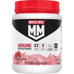 image:imageMuscle Milk Genuine Protein Powder Vanilla Creme 32g Protein 494 Pound 32 ServingsStrawberry