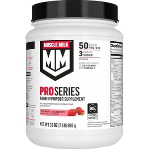 image:imageMuscle Milk Pro Series Protein Powder SupplementKnockout Chocolate2 Pound11 Servings50g Protein3g Sugar20 Vitamins amp MineralsNSF Certified for SportWorkout RecoveryPackaging May VaryStrawberry