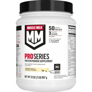 image:imageMuscle Milk Pro Series Protein Powder SupplementKnockout Chocolate2 Pound11 Servings50g Protein3g Sugar20 Vitamins amp MineralsNSF Certified for SportWorkout RecoveryPackaging May VaryVanilla